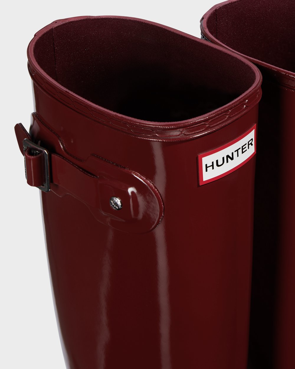 Galochas Altas Hunter Feminina Cinzentas Vermelhas - Original Gloss - 95OLNEAGX